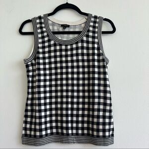 Talbots Black and White Picnic Gingham Cotton Blend Sleeveless Top Size SP